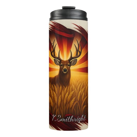 Triptych Deer American Flag Farm Thermosbecher (Vorderseite)