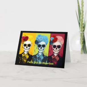 Triptych von Dia de Muertos Calavera Catrina Feiertagskarte