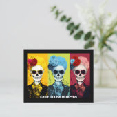 Triptych von Dia de Muertos Calavera Catrina Postkarte (Stehend Vorderseite)