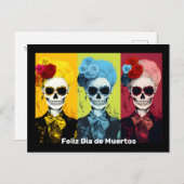 Triptych von Dia de Muertos Calavera Catrina Postkarte (Vorne/Hinten)