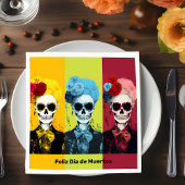 Triptych von Dia de Muertos Calavera Catrina Serviette