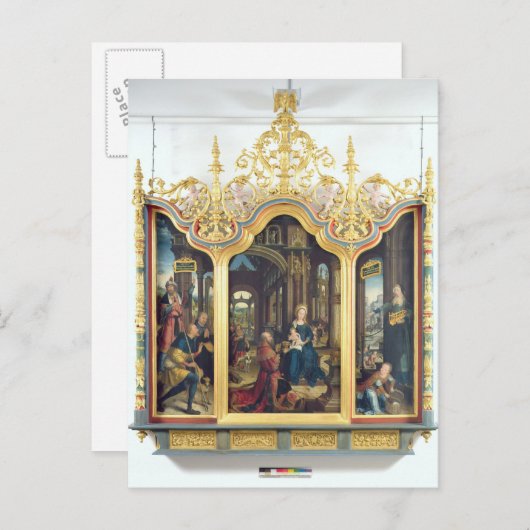 Triptychon der Bewunderung des Säugling Christus Postkarte (Vorne/Hinten)