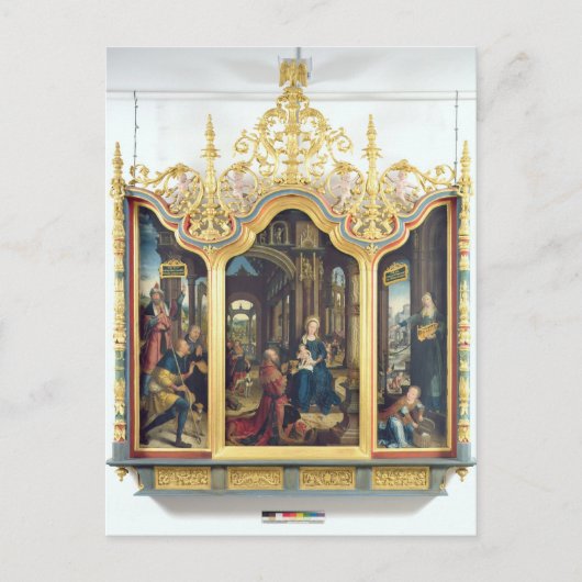 Triptychon der Bewunderung des Säugling Christus Postkarte (Vorderseite)