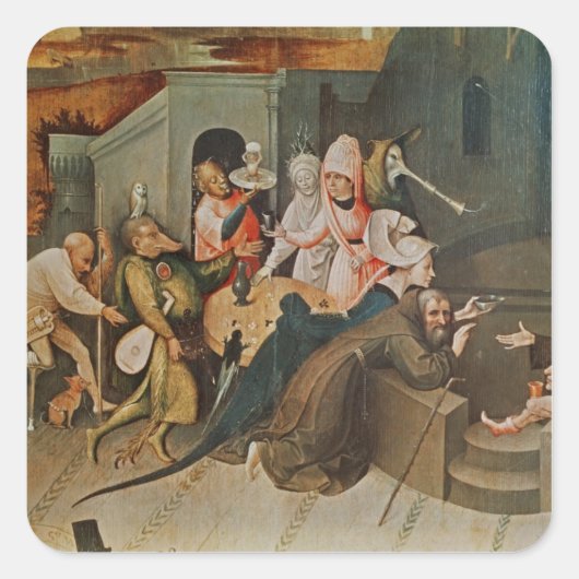 Triptychon der Temptation von St. Anthony Quadratischer Aufkleber (Vorderseite)