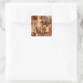 Triptychon der Temptation von St. Anthony Quadratischer Aufkleber (Tasche)