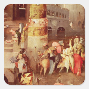 Triptychon der Temptation von St. Anthony Quadratischer Aufkleber