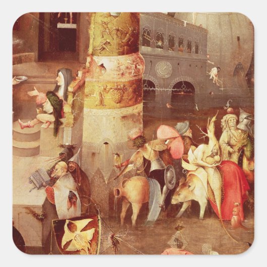 Triptychon der Temptation von St. Anthony Quadratischer Aufkleber (Vorderseite)