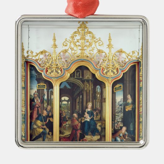 Triptychon der Verehrung des Säuglings Christus Silbernes Ornament (Vorne)