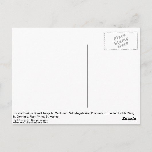 Triptychon des Londoner Mainboards: Madonna mit En Postkarte (Rückseite)