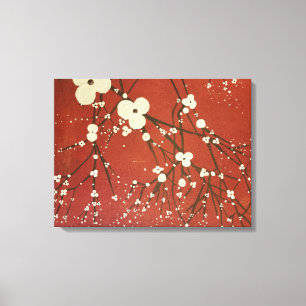 Triptychon Red Wall Art Moderne Blume Japanisch Leinwanddruck