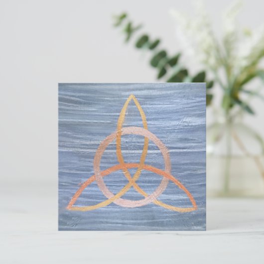 Triquetra Abstrakt | Blue Gold Celtic Trinity Knot Einladung (Stehend Vorderseite)