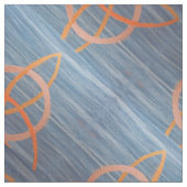 Triquetra Abstrakt | Blue Gold Celtic Trinity Knot Stoff (Nahaufnahme)