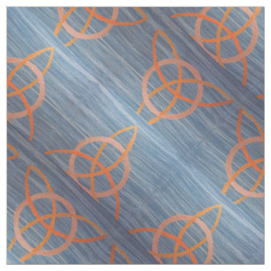 Triquetra Abstrakt   Blue Gold Celtic Trinity Knot Stoff