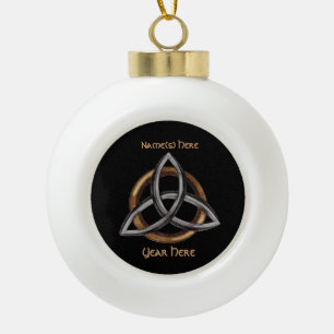 Triquetra (Brown/Silber) Keramik Kugel-Ornament