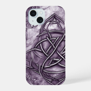 Triquetra-Dreiecksknoten Faux-Metall in Lavendel-P iPhone 15 Hülle