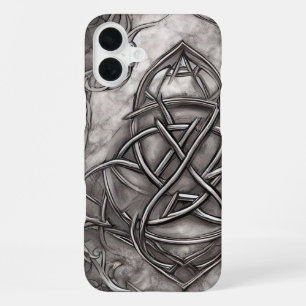 Triquetra-Dreiecksknoten silbernes Pewter-unechtes iPhone 16 Plus Hülle