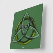 Triquetra (Green) Quadratische Wanduhr (Winkel)