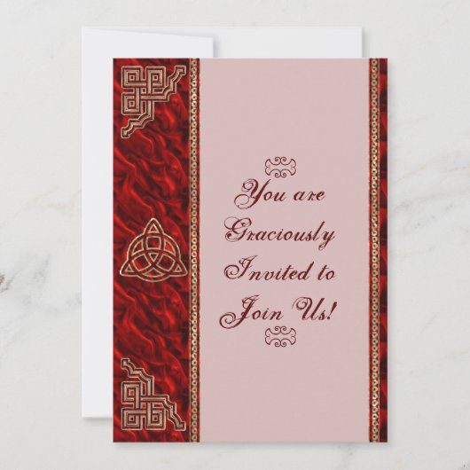 Triquetra Rote Seide Einladung (Vorderseite)