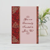 Triquetra Rote Seide Einladung (Stehend Vorderseite)