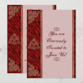 Triquetra Rote Seide Einladung (Vorne/Hinten)