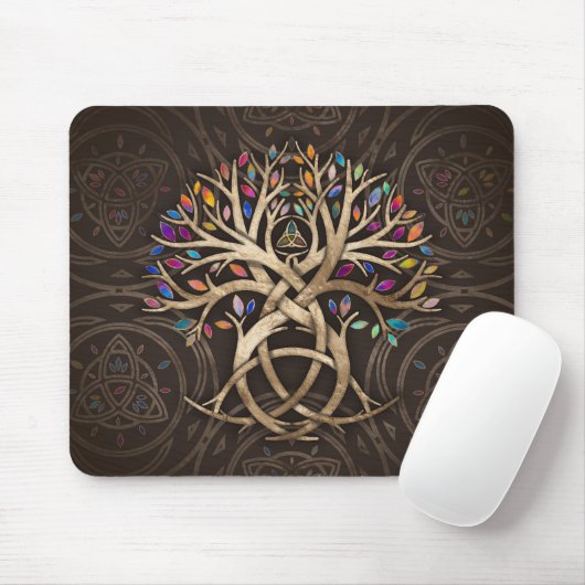Triquetra Tree of life Farbenfrohe Blätter Mousepad (Mit Mouse)