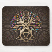 Triquetra Tree of life Farbenfrohe Blätter Mousepad (Vorne)