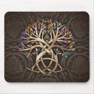 Triquetra Tree of life Farbenfrohe Blätter Mousepad
