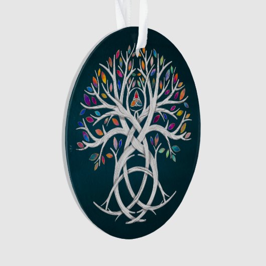 Triquetra Tree of life Farbenfrohe Blätter Ornament (Vorderseite)