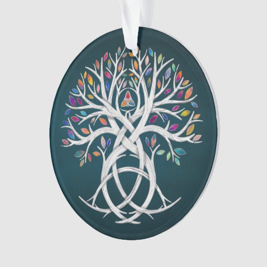 Triquetra Tree of life Farbenfrohe Blätter Ornament (Vorderseite)