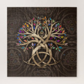 Triquetra Tree of life Farbenfrohe Blätter Puzzle (Vertikal)