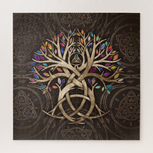 Triquetra Tree of life Farbenfrohe Blätter Puzzle (Vertikal)