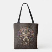 Triquetra Tree of life Farbenfrohe Blätter Tasche (Rückseite)