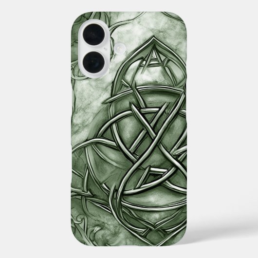 Triquetra Trinity Knot Sage Green Imitats Metallic Case-Mate iPhone Hülle (Rückseite)