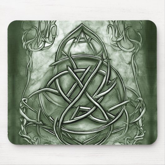 Triquetra Trinity Knot Sage Green Imitats Metallic Mousepad (Vorne)