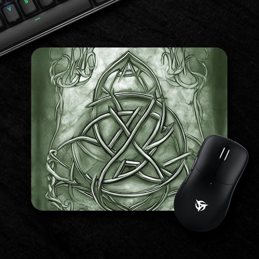 Triquetra Trinity Knot Sage Green Imitats Metallic Mousepad