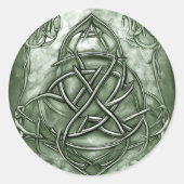 Triquetra Trinity Knot Sage Green Imitats Metallic Runder Aufkleber (Vorderseite)