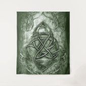 Triquetra Trinity Knot Sage Green Imitats Metallic Wandteppich (Vorderseite)