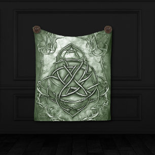 Triquetra Trinity Knot Sage Green Imitats Metallic Wandteppich