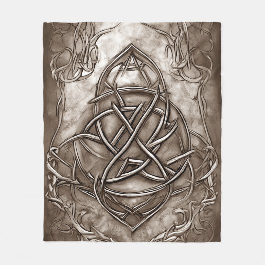 Triquetra Trinity Knot Sepia Imitats Metallic Tin Fleecedecke (Vorderseite)