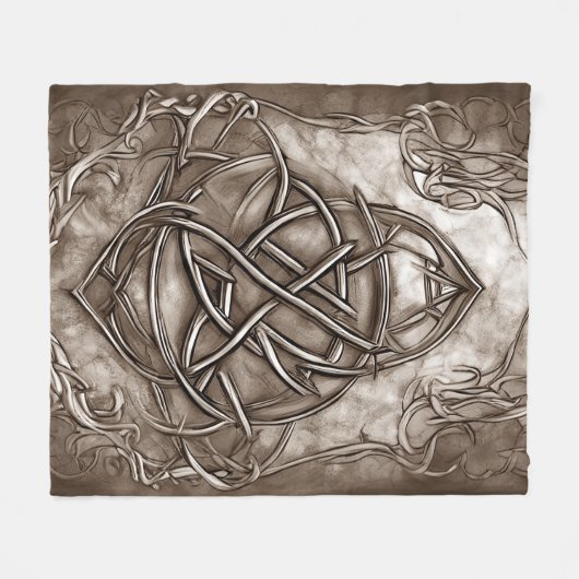 Triquetra Trinity Knot Sepia Imitats Metallic Tin Fleecedecke (Vorderseite (Horizontal))