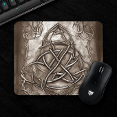 Triquetra Trinity Knot Sepia Imitats Metallic Tin Mousepad