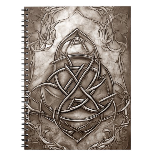 Triquetra Trinity Knot Sepia Imitats Metallic Tin Notizblock (Vorderseite)