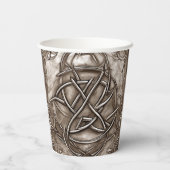 Triquetra Trinity Knot Sepia Imitats Metallic Tin Pappbecher (Rückseite)