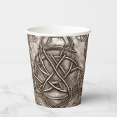 Triquetra Trinity Knot Sepia Imitats Metallic Tin Pappbecher (Vorderseite)