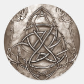 Triquetra Trinity Knot Sepia Imitats Metallic Tin Runder Aufkleber (Vorderseite)