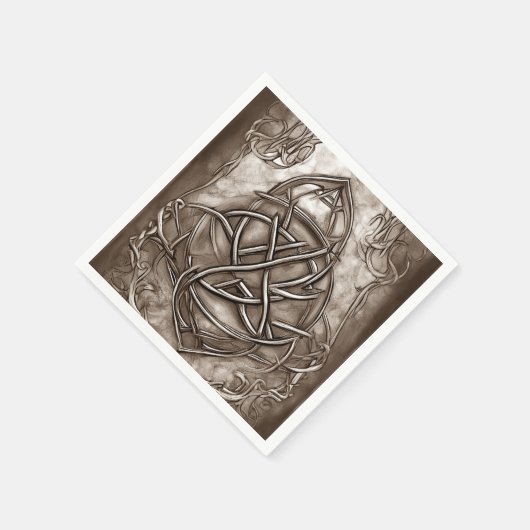 Triquetra Trinity Knot Sepia Imitats Metallic Tin Serviette (Ecke)