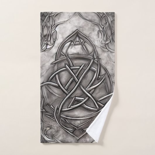 Triquetra Trinity Knot Silvery Pewter Imitate Meta Badhandtuch Set (Handtuch)