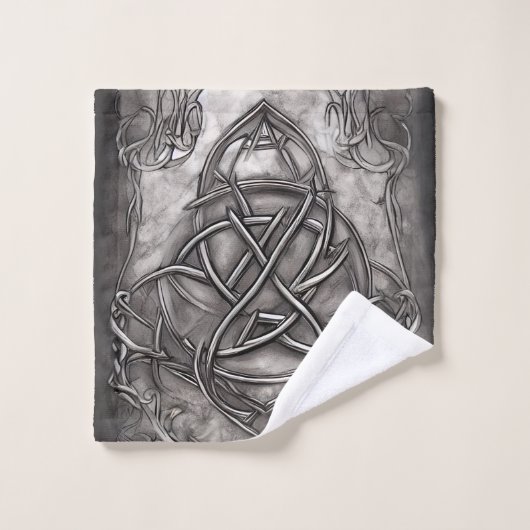 Triquetra Trinity Knot Silvery Pewter Imitate Meta Badhandtuch Set (Waschlappen)