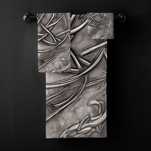 Triquetra Trinity Knot Silvery Pewter Imitate Meta Badhandtuch Set