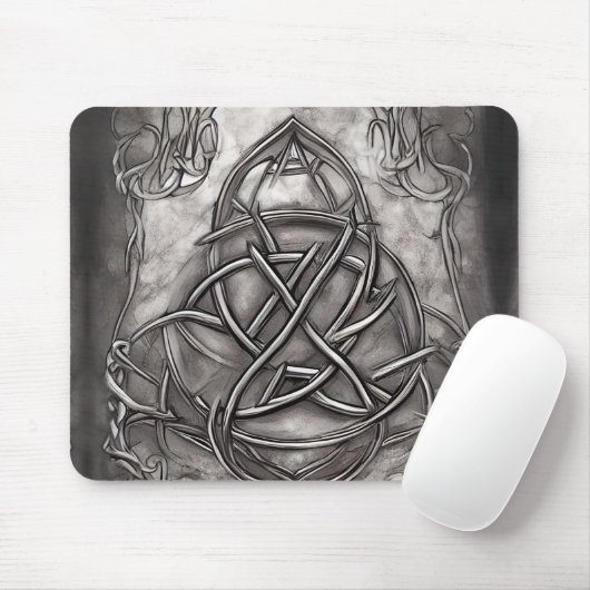 Triquetra Trinity Knot Silvery Pewter Imitate Meta Mousepad (Mit Mouse)